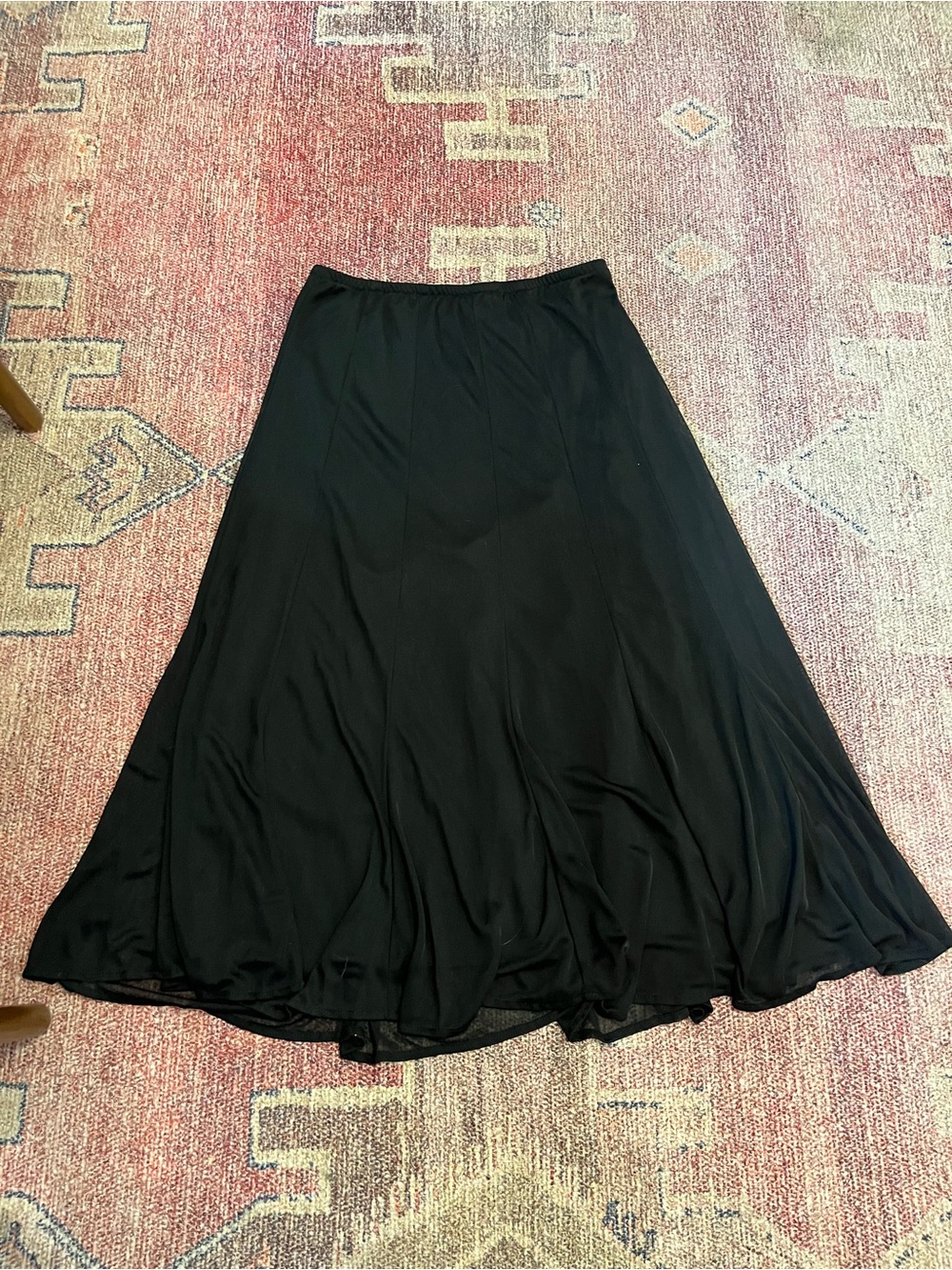 Connected Apparel black mesh ALine flirty flowy maxi skirt fully lined sz small